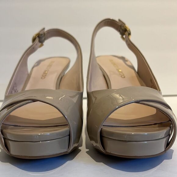 Franco Sarto Nude Patent Peep Toe‎ Platform Slingback Shoes Size 8.5 NWOT - Picture 10 of 16